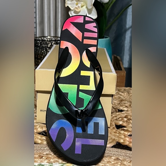 Michael Kors Bedford Wedge Rainbow Flip Flop - Picture 6 of 7